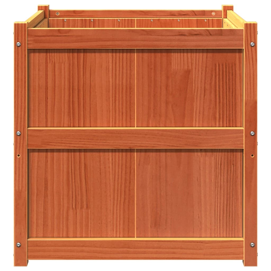 VidaXL Plantenbak 70x70x70 cm massief grenenhout wasbruin