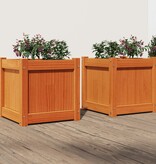 VidaXL Plantenbakken 2 st cm massief grenenhout wasbruin