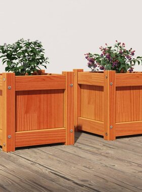 VidaXL Plantenbakken 2 st cm massief grenenhout wasbruin