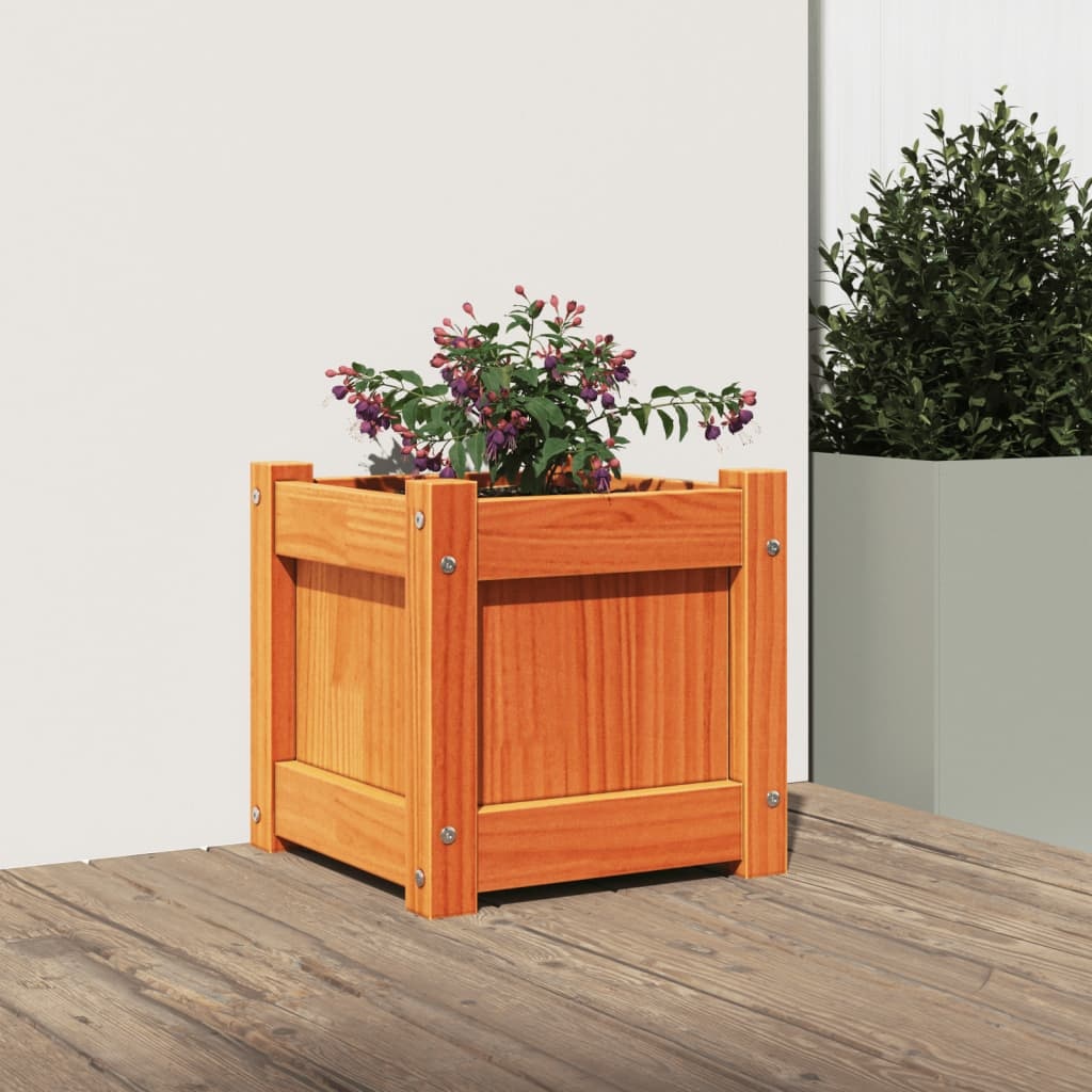 VidaXL Plantenbak 31x31x31 cm massief grenenhout wasbruin