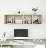 VidaXL Wandkasten 4 st 37x37x37 cm spaanplaat wit sonoma eikenkleurig