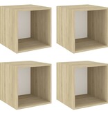 VidaXL Wandkasten 4 st 37x37x37 cm spaanplaat wit sonoma eikenkleurig