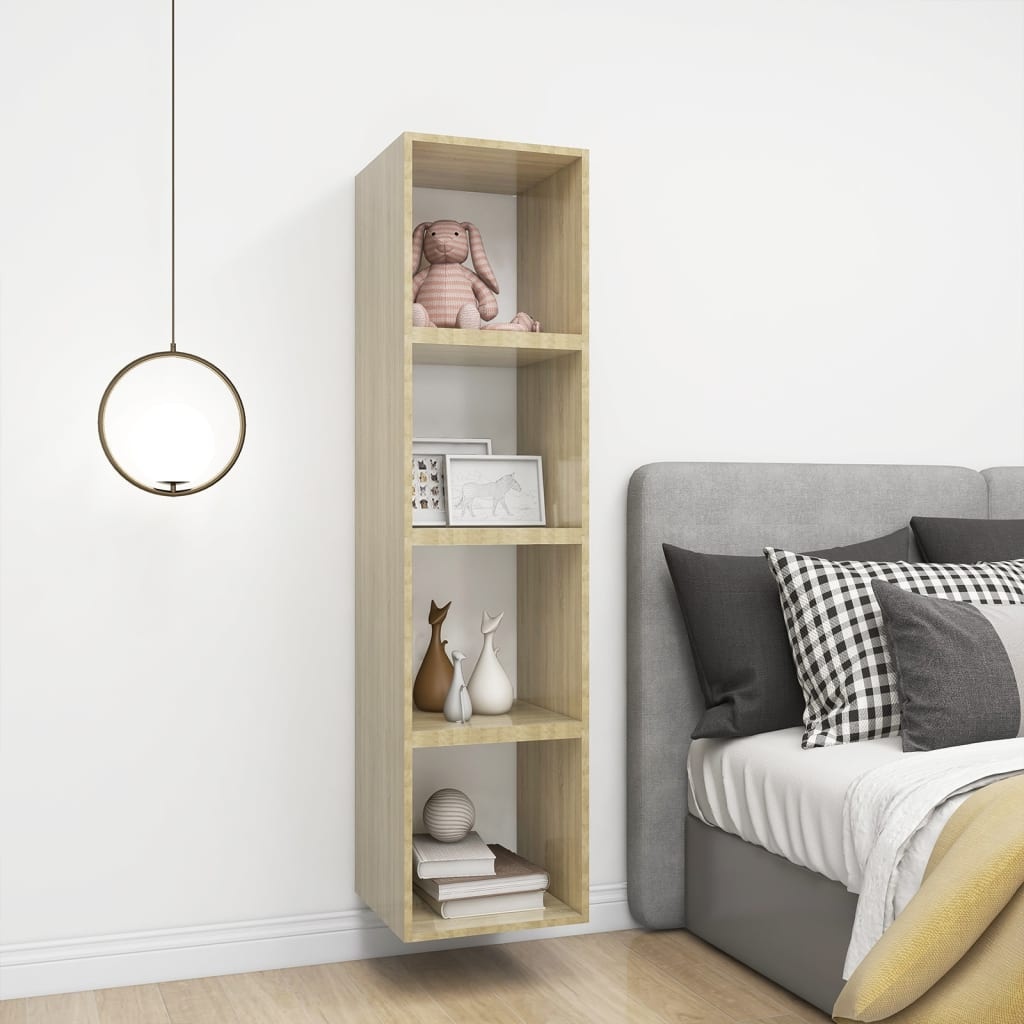VidaXL Wandkasten 4 st 37x37x37 cm spaanplaat wit sonoma eikenkleurig