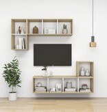 VidaXL Wandkasten 4 st 37x37x37 cm spaanplaat wit sonoma eikenkleurig