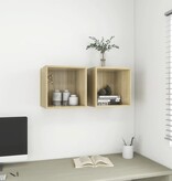 VidaXL Wandkasten 2 st 37x37x37 cm spaanplaat sonoma eikenkleurig