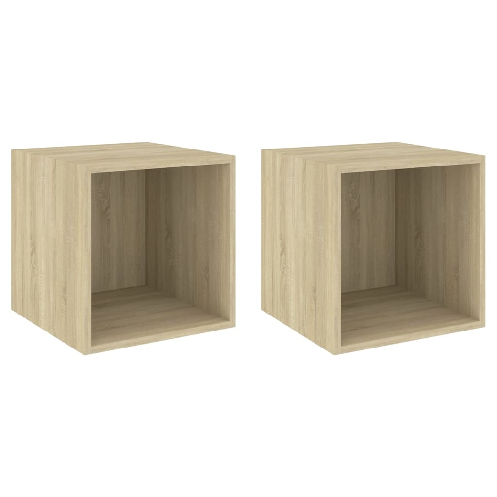 VidaXL Wandkasten 2 st 37x37x37 cm spaanplaat sonoma eikenkleurig