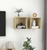 VidaXL Wandkasten 2 st 37x37x37 cm spaanplaat sonoma eikenkleurig