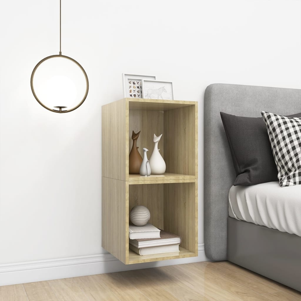 VidaXL Wandkasten 2 st 37x37x37 cm spaanplaat sonoma eikenkleurig