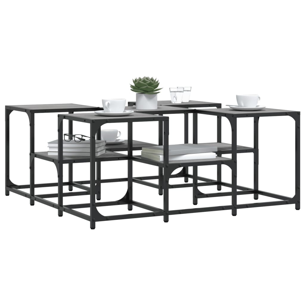 VidaXL Salontafel 91x91x40 cm bewerkt hout grijs sonoma eikenkleurig