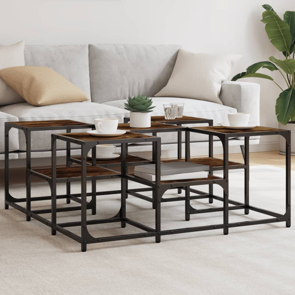 VidaXL Salontafel 91x91x40 cm bewerkt hout gerookt eikenkleurig