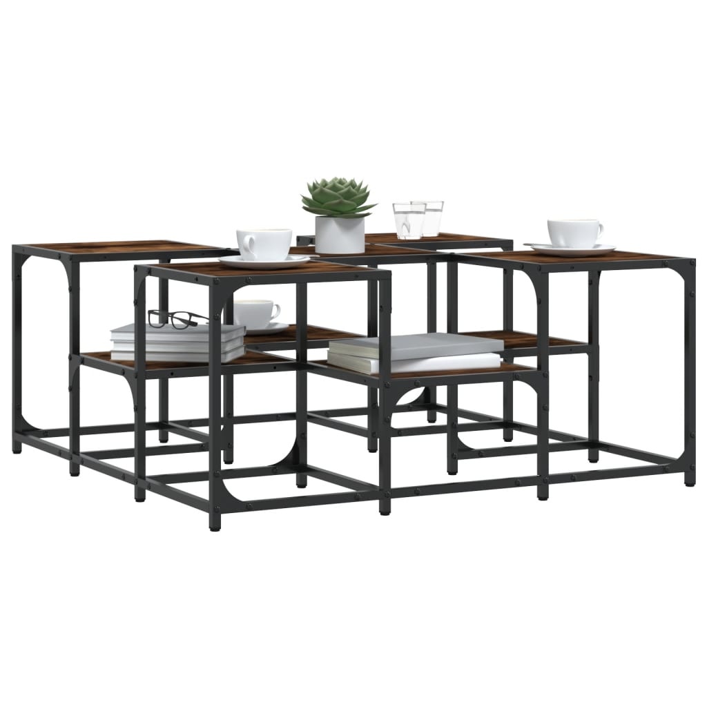 VidaXL Salontafel 91x91x40 cm bewerkt hout gerookt eikenkleurig