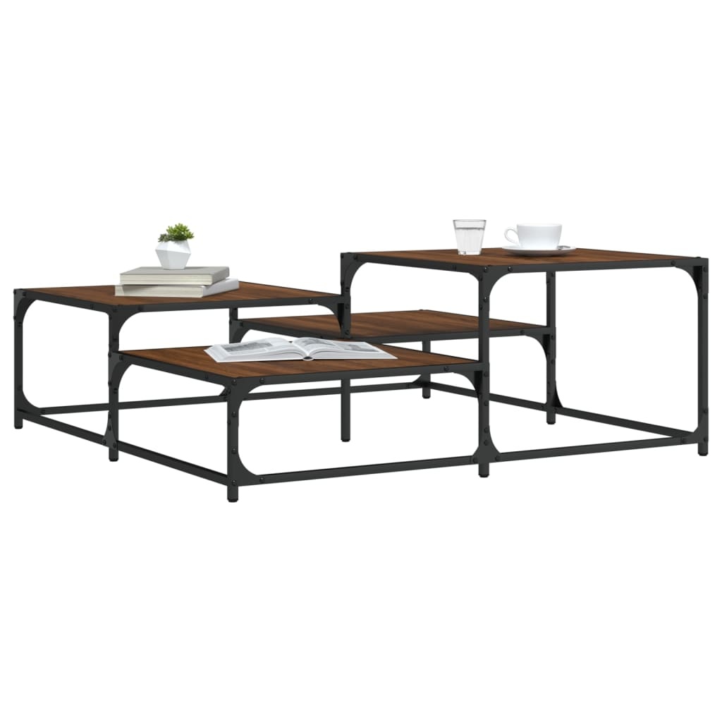 VidaXL Salontafel 107x107x40 cm bewerkt hout bruineikenkleurig