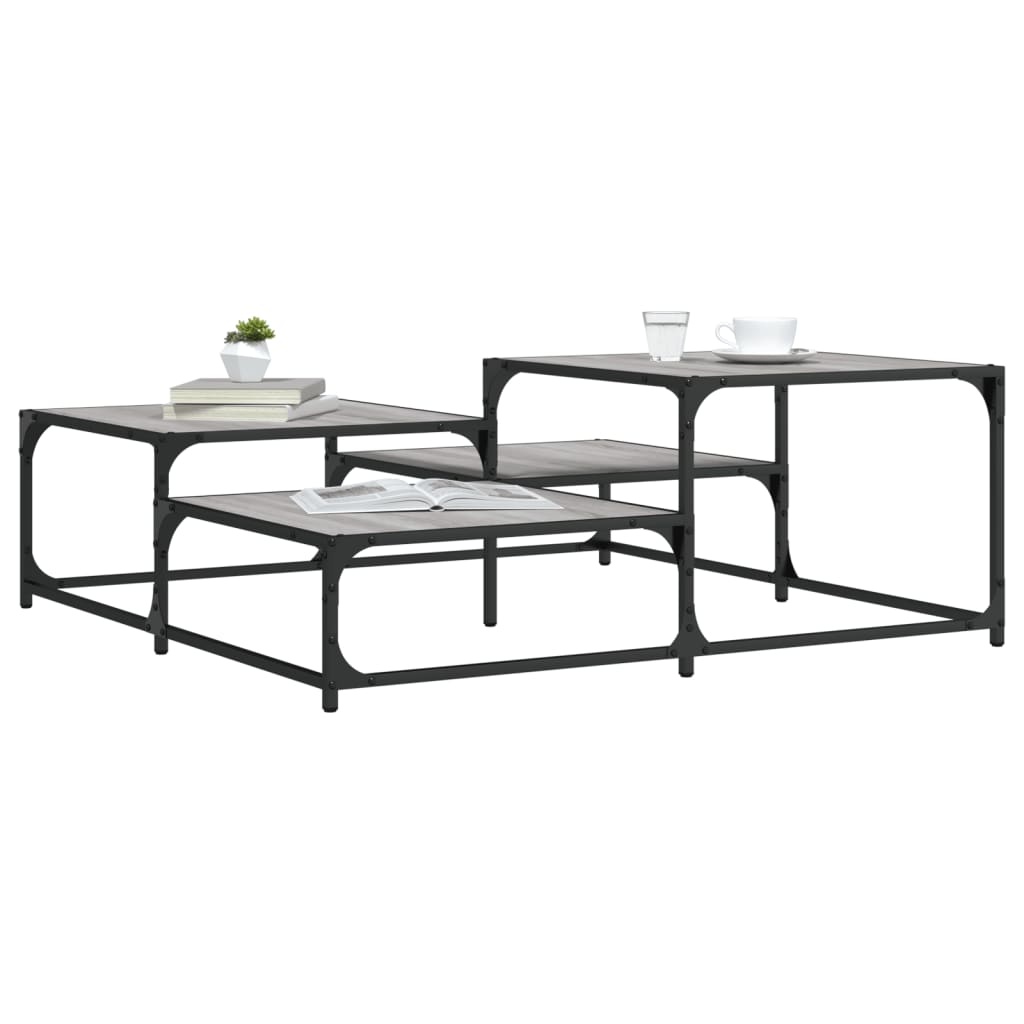 VidaXL Salontafel 107x107x40 cm bewerkt hout grijs sonoma eikenkleurig
