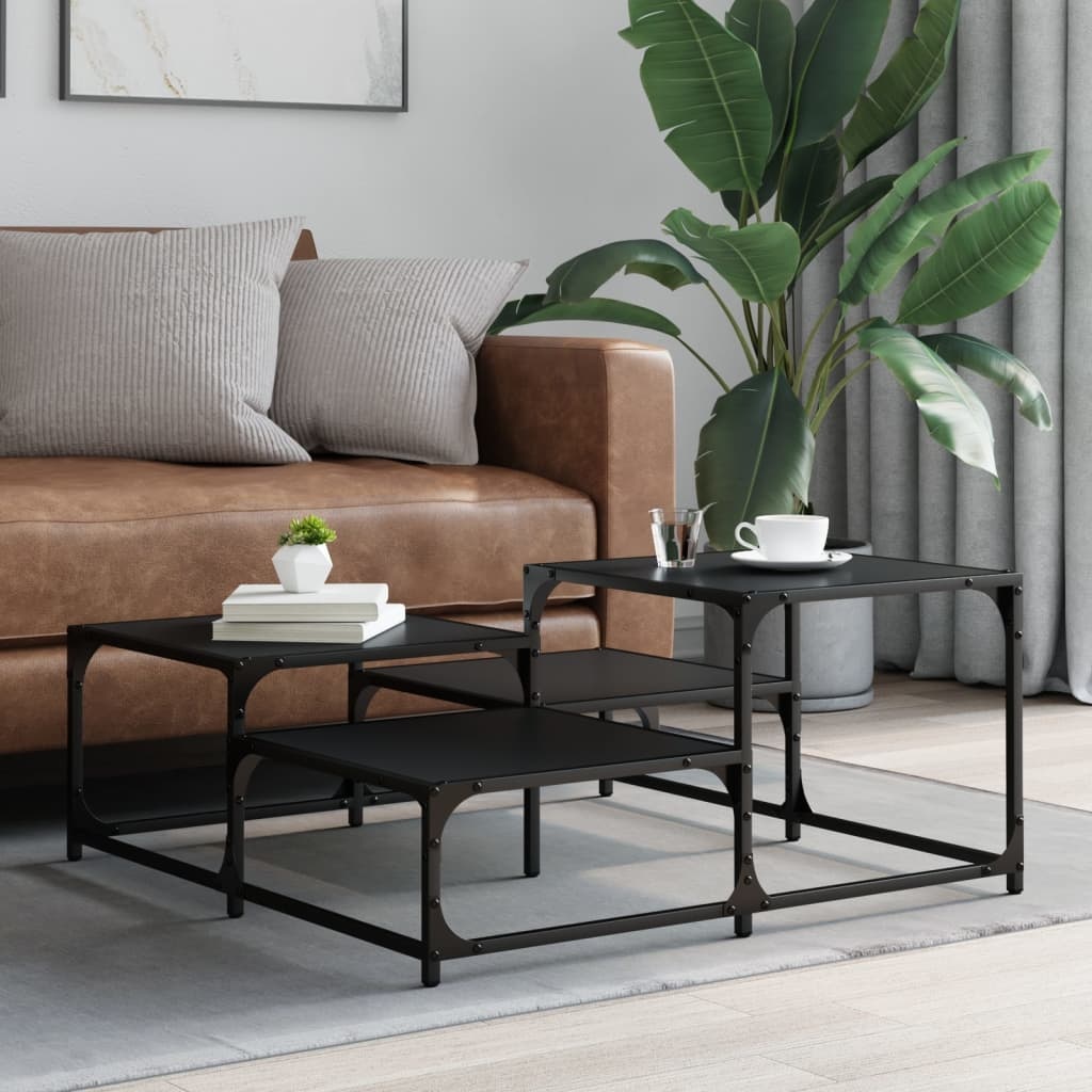 VidaXL Salontafel 87,5x87,5x40 cm bewerkt hout zwart
