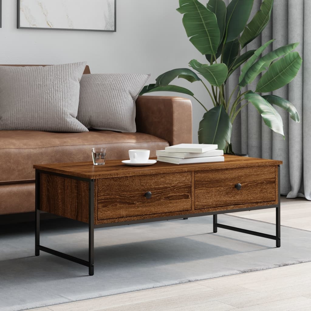 VidaXL Salontafel 101x49x39,5 cm bewerkt hout bruineikenkleurig