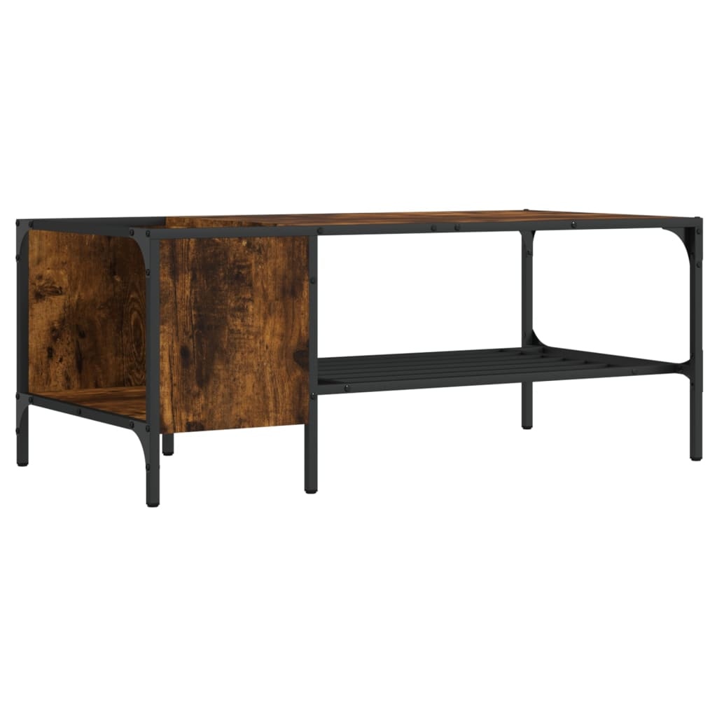 VidaXL Salontafel met rek 100x51x40 cm bewerkt hout gerookt eikenkleur