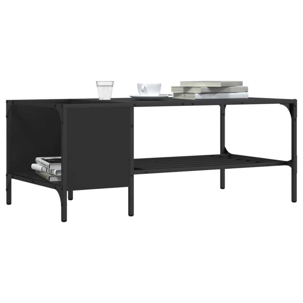 VidaXL Salontafel met rek 100x51x40 cm bewerkt hout zwart