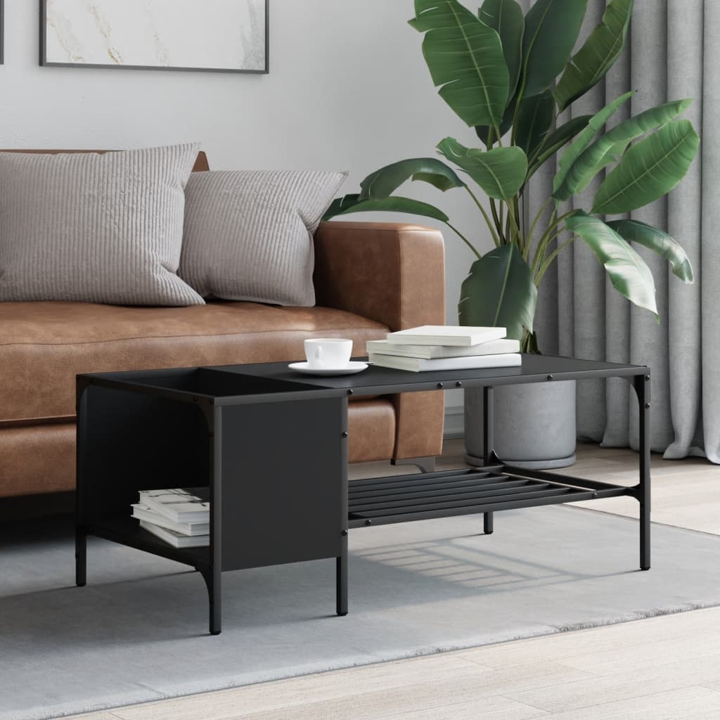 VidaXL Salontafel met rek 100x51x40 cm bewerkt hout zwart