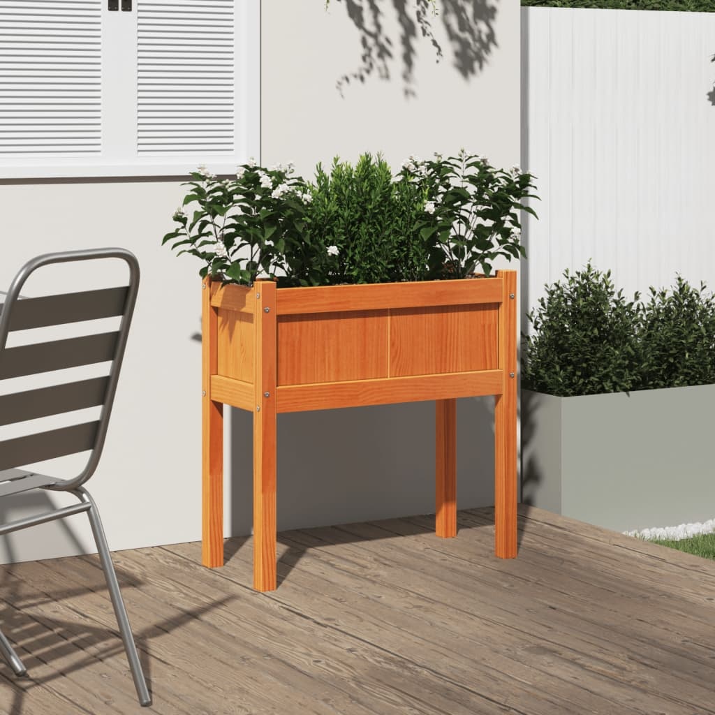 VidaXL Plantenbak met poten 70x31x70 cm grenenhout wasbruin