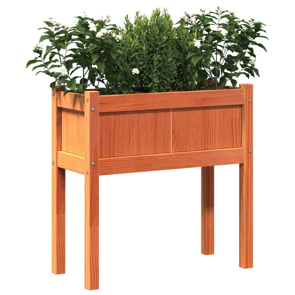 VidaXL Plantenbak met poten 70x31x70 cm grenenhout wasbruin
