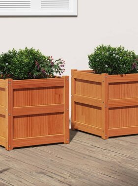 VidaXL Plantenbakken 2 st cm massief grenenhout wasbruin