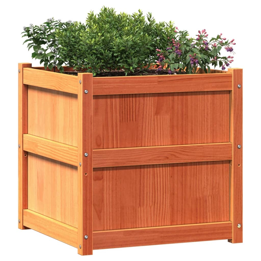 VidaXL Plantenbakken 2 st cm massief grenenhout wasbruin