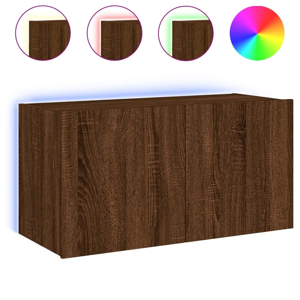 VidaXL Tv-wandmeubel met LED-verlichting 80x35x41 cm bruineikenkleurig