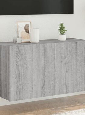 VidaXL Tv-wandmeubel met LED-verlichting 80x35x41 cm grijs sonoma