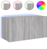 VidaXL Tv-wandmeubel met LED-verlichting 80x35x41 cm grijs sonoma