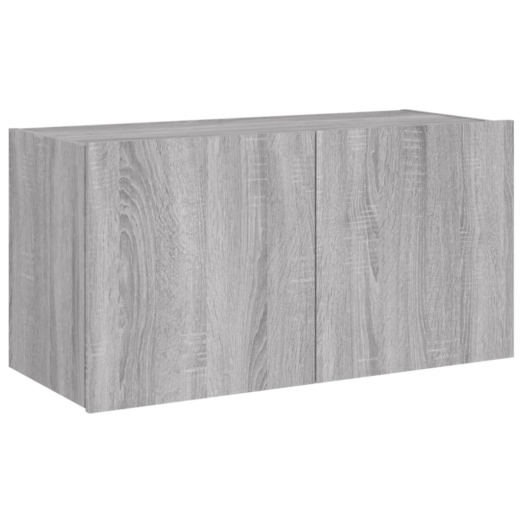 VidaXL Tv-wandmeubel met LED-verlichting 80x35x41 cm grijs sonoma