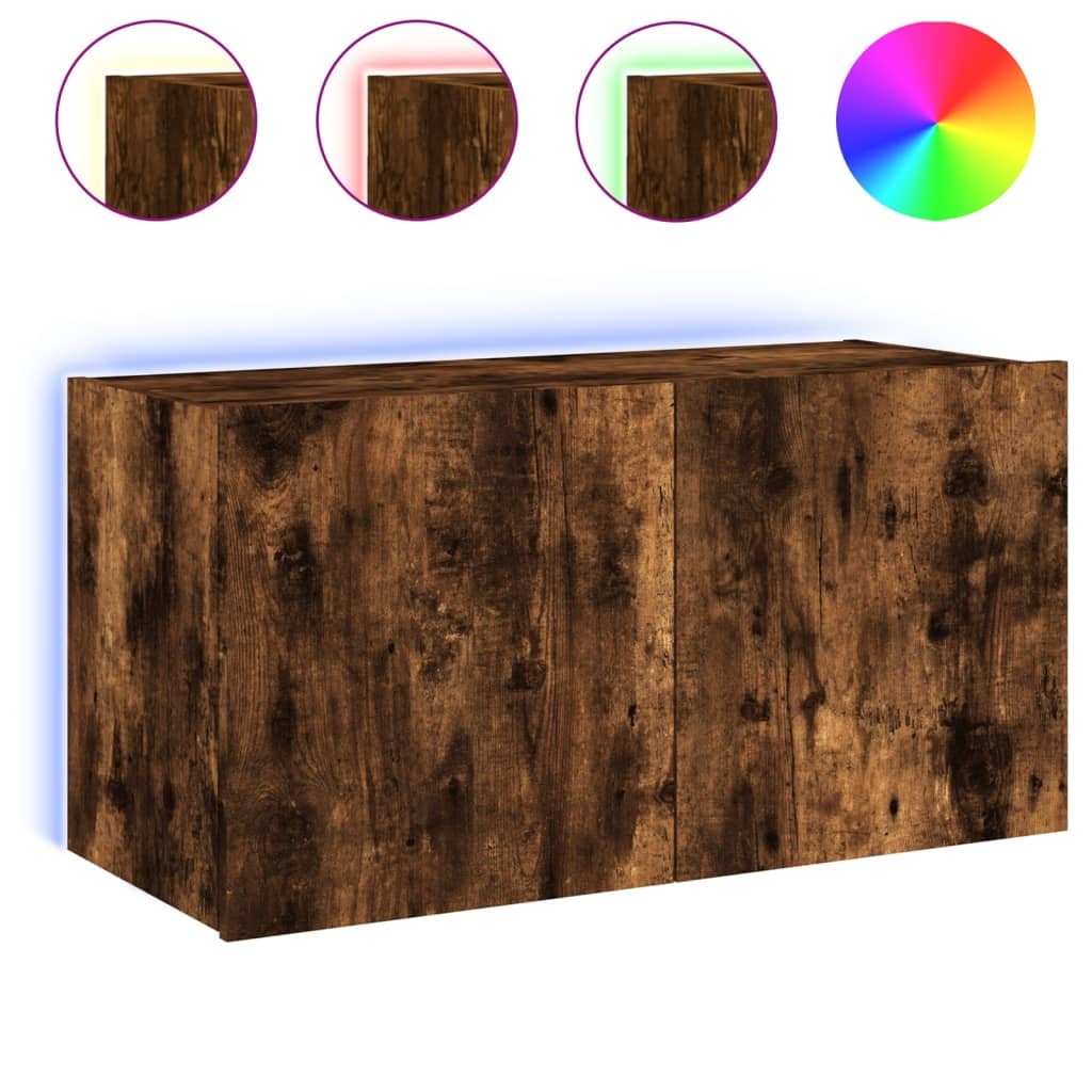 VidaXL Tv-wandmeubel met LED-verlichting 80x35x41 cm gerookt eiken
