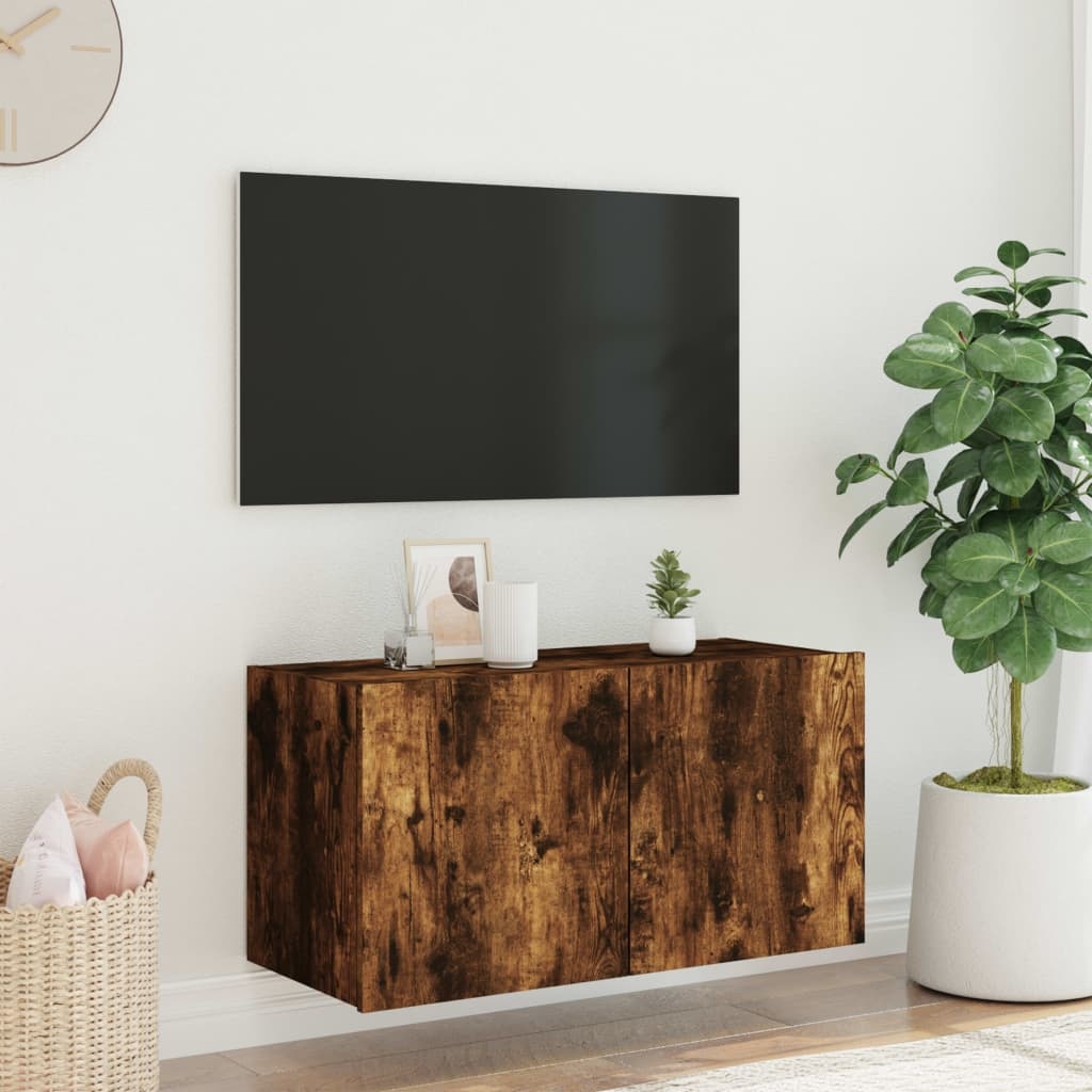 VidaXL Tv-wandmeubel met LED-verlichting 80x35x41 cm gerookt eiken