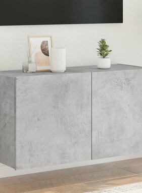 VidaXL Tv-wandmeubel met LED-verlichting 80x35x41 cm betongrijs