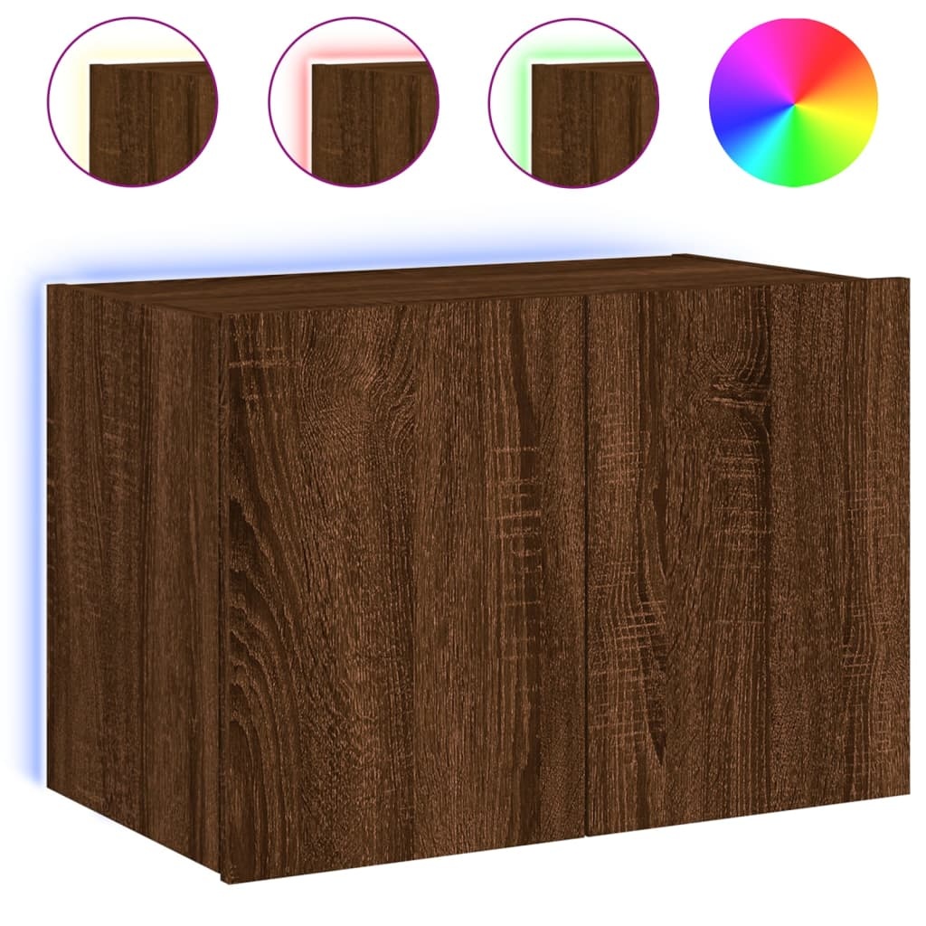 VidaXL Tv-wandmeubel met LED-verlichting 60x35x41 cm bruineikenkleurig