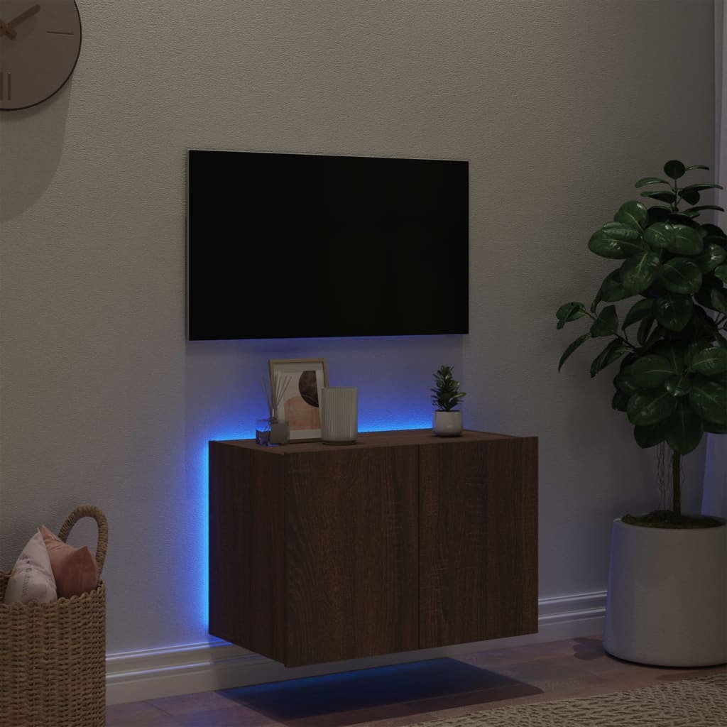 VidaXL Tv-wandmeubel met LED-verlichting 60x35x41 cm bruineikenkleurig