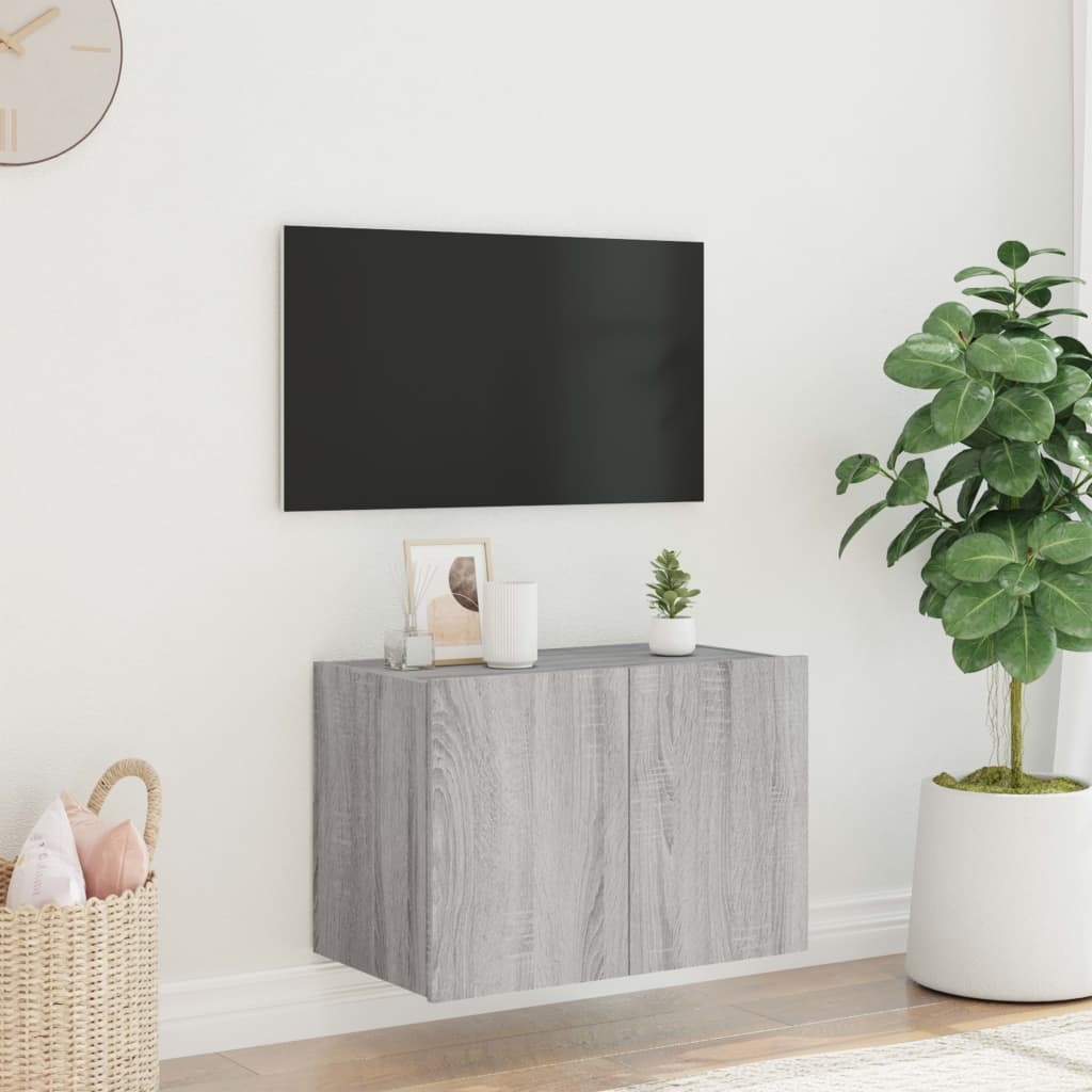 VidaXL Tv-wandmeubel met LED-verlichting 60x35x41 cm grijs sonoma
