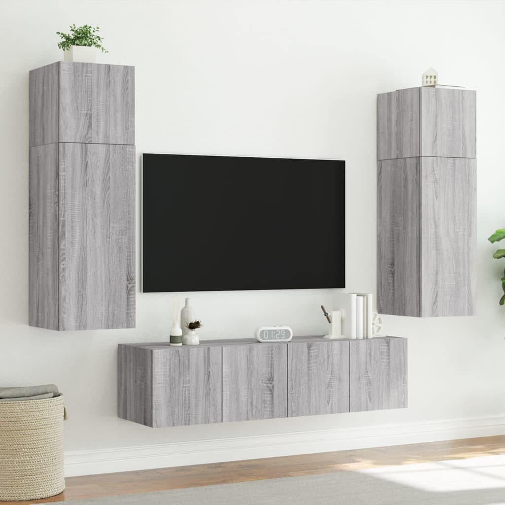 VidaXL Tv-wandmeubel met LED-verlichting 60x35x41 cm grijs sonoma