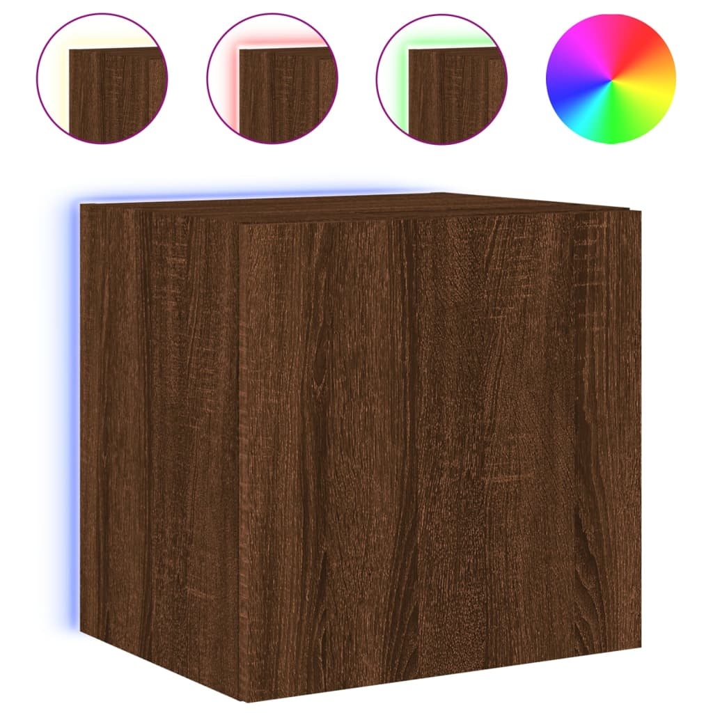 VidaXL Tv-wandmeubel met LED-verlichting 40,5x35x40 cm bruineikenkleur