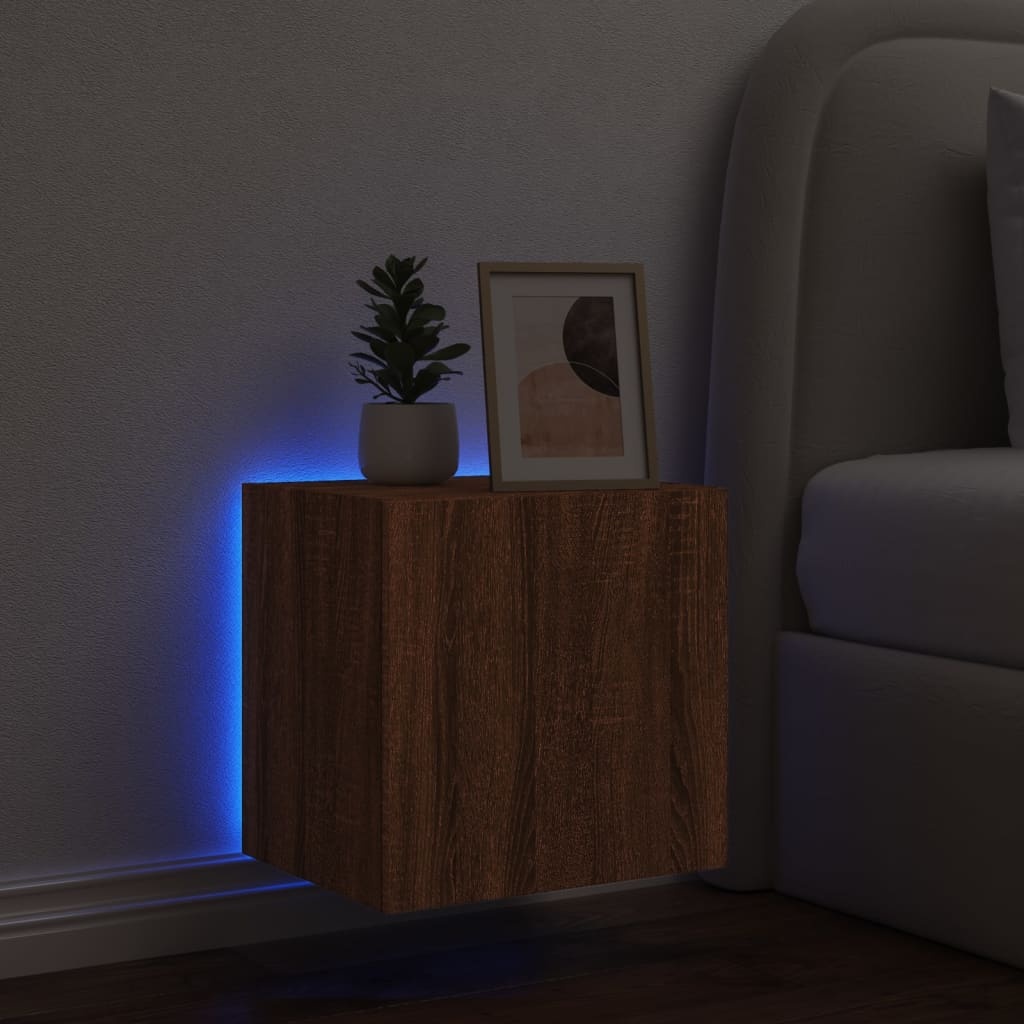 VidaXL Tv-wandmeubel met LED-verlichting 40,5x35x40 cm bruineikenkleur