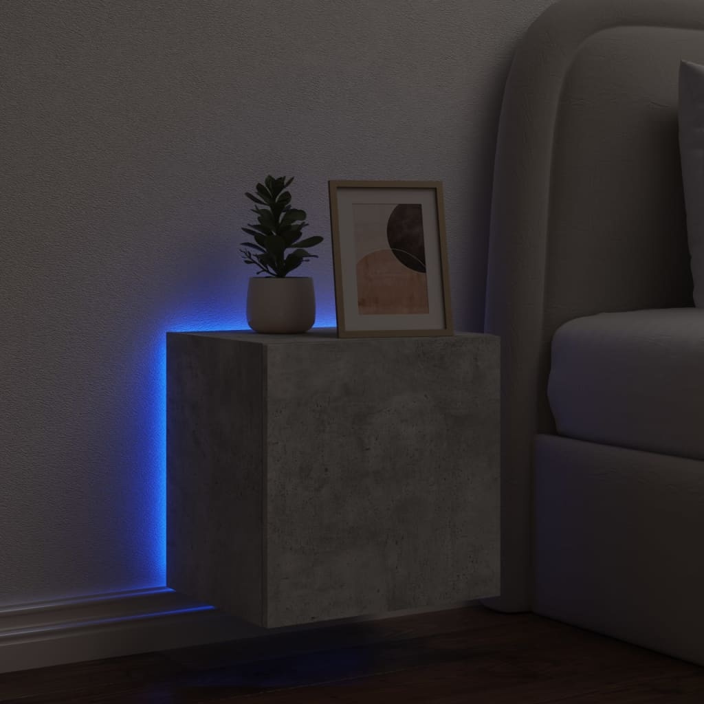 VidaXL Tv-wandmeubel met LED-verlichting 40,5x35x40 cm betongrijs