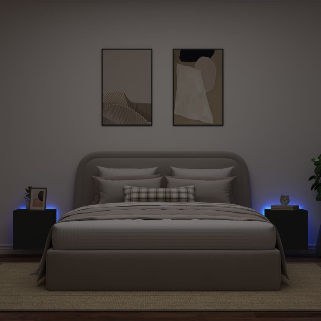 VidaXL Tv-wandmeubelen met LED-verlichting 2 st 40,5x35x40 cm zwart