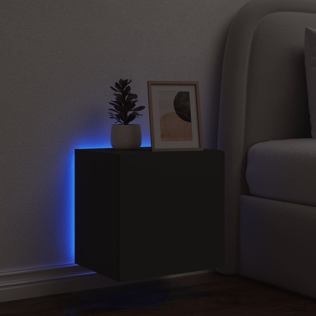 vidaXL Tv-wandmeubel met LED-verlichting 40,5x35x40 cm zwart