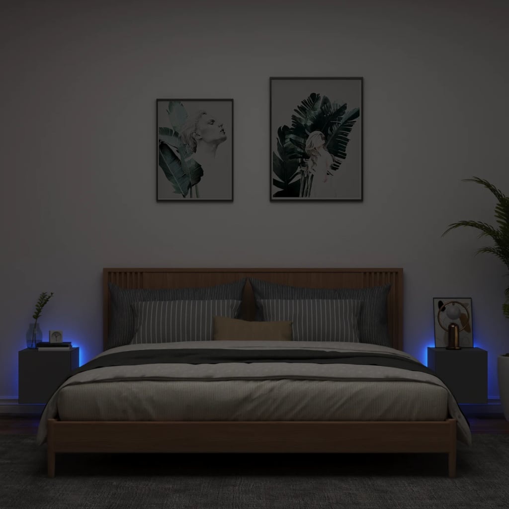VidaXL Tv-wandmeubels met LED-verlichting 2 st 30,5x35x30 cm zwart