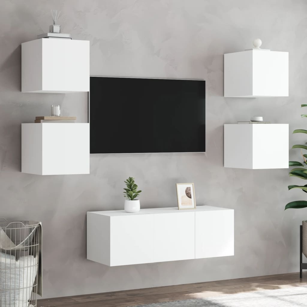 VidaXL Tv-wandmeubels met LED-verlichting 2 st 30,5x35x30 cm wit