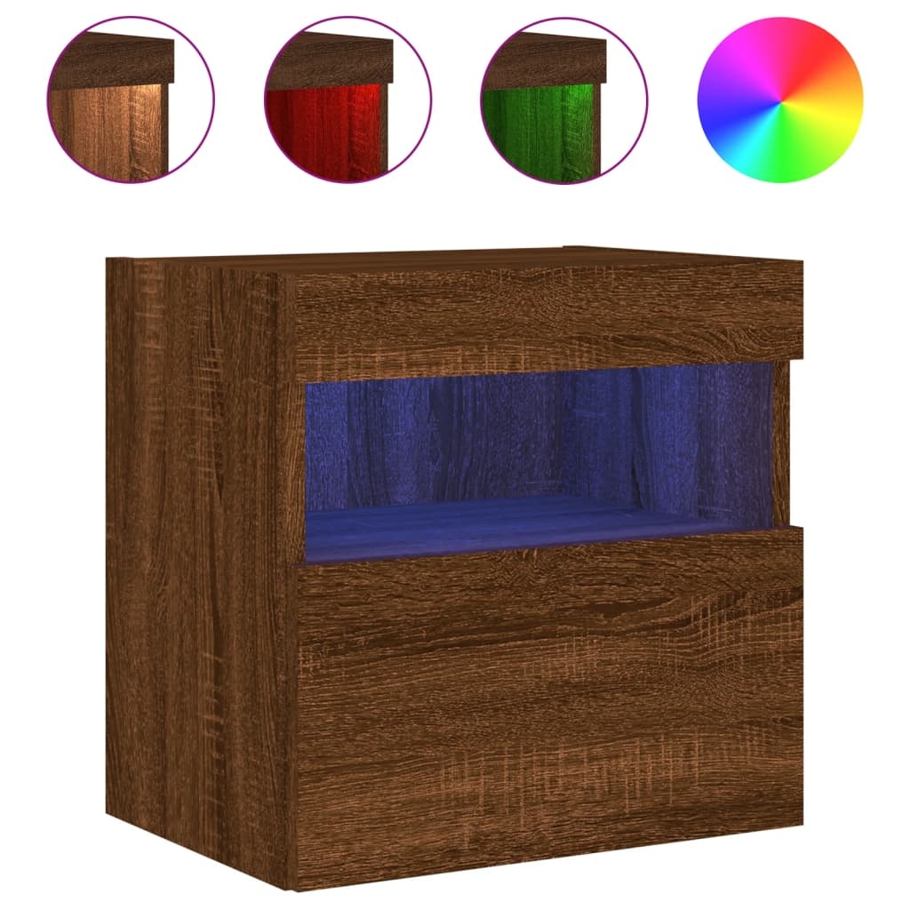 VidaXL Tv-wandmeubel met LED-verlichting 40x30x40 cm bruineikenkleurig