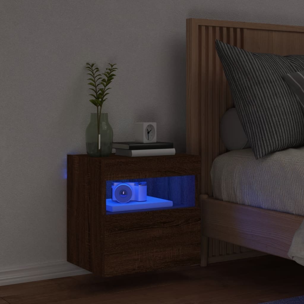 VidaXL Tv-wandmeubel met LED-verlichting 40x30x40 cm bruineikenkleurig