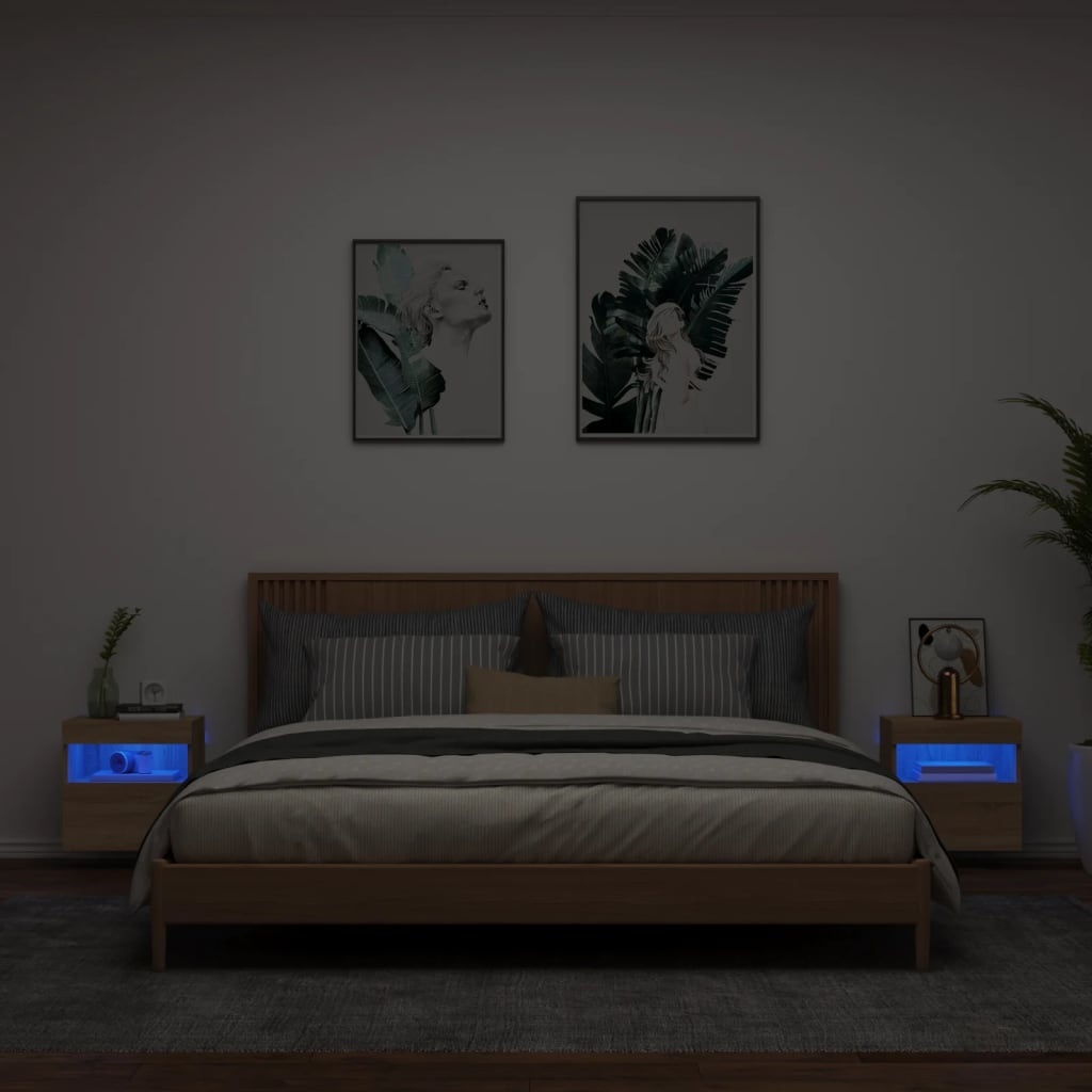 VidaXL Tv-wandmeubels met LED 2 st 40x30x40 cm sonoma eikenkleurig
