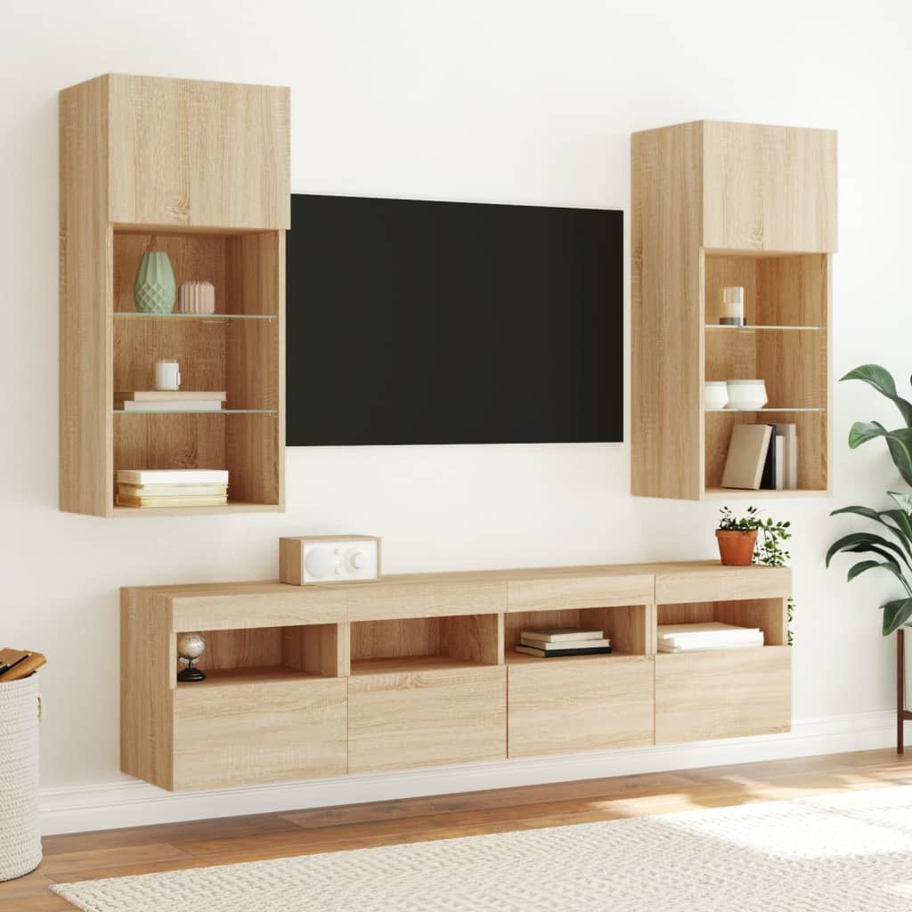 VidaXL Tv-wandmeubels met LED 2 st 40x30x40 cm sonoma eikenkleurig