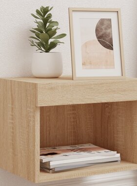 VidaXL Nachtkastje met LED's wandgemonteerd sonoma eikenkleurig