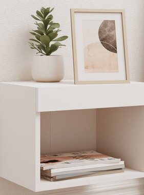 VidaXL Nachtkastjes met LED's 2 st wandgemonteerd wit